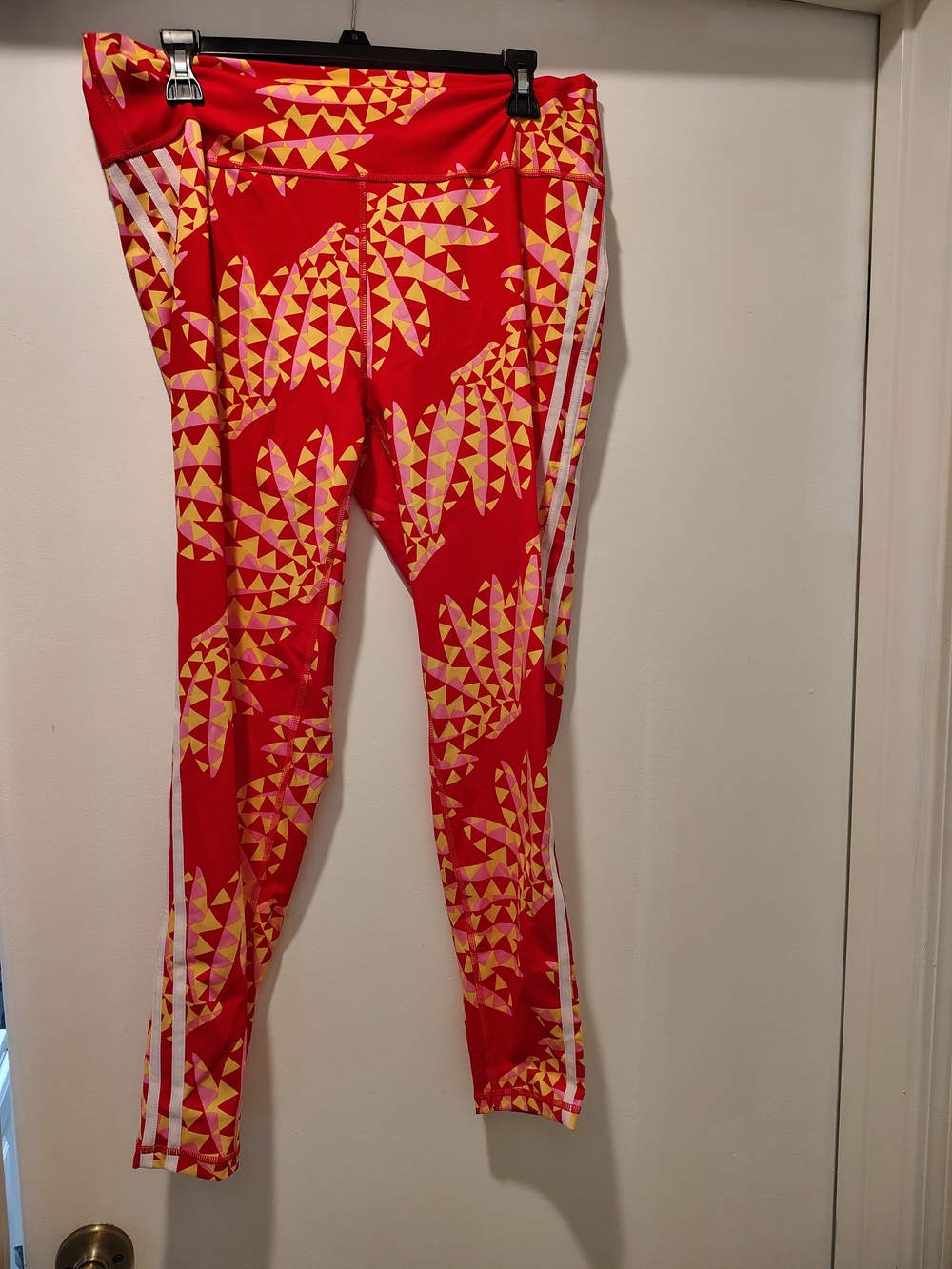 adidas Red and Yellow Geo-Print Leggings